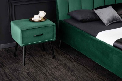 Designový noční stolek Violetta tmavě zelený samet