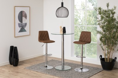 Designová barová židle Nashota světle hnědá-chromováv