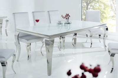 Jídelní stůl Rococo 200 cm bílá / stříbrná