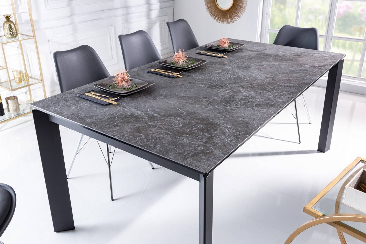LuxD Roztahovací jídelní stůl Narissara X7 180-240 cm granit - vzor mramor