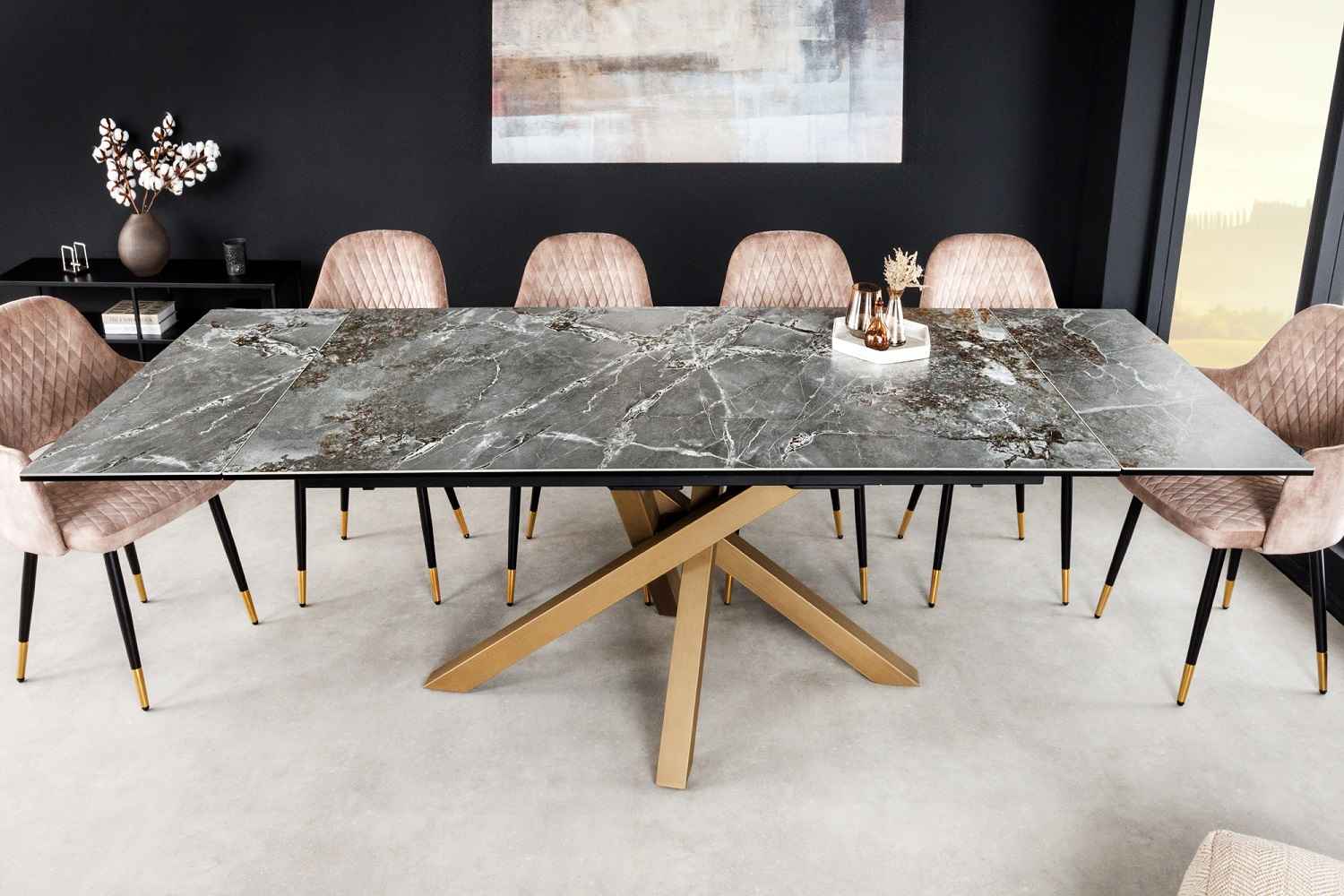 LuxD Roztahovací keramický stůl Paquita 180-220-260 cm šedý mramor