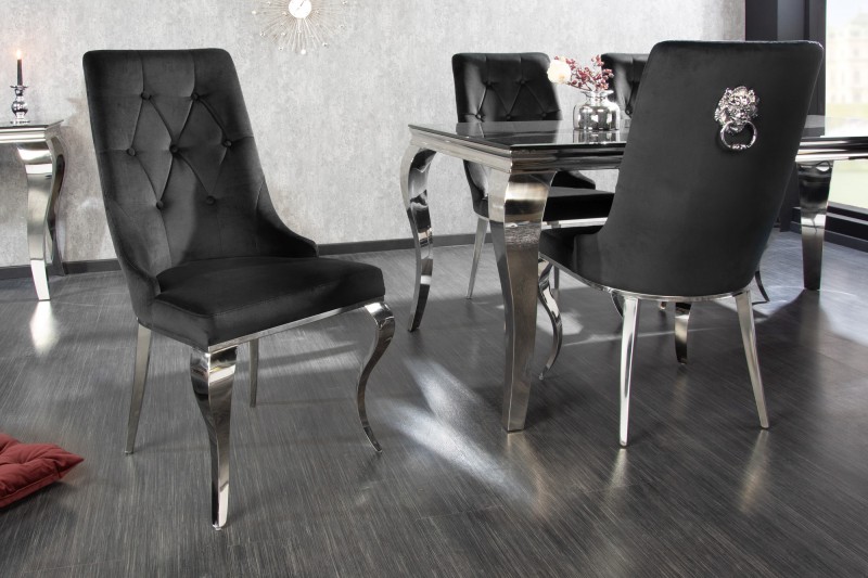 Levně LuxD Designová židle Rococo Lví hlava černá / chróm