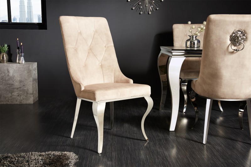 LuxD Designová židle Rococo Lví hlava krémová / chróm
